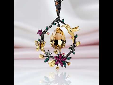 Secret Garden Gemstone Dangle Pendant Necklace