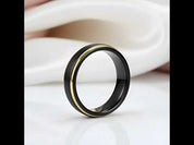 Black Tungsten with Gold Edges Men's Wedding Band