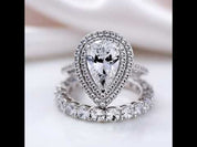 Eternity Double Halo Pear Cut Wedding Set