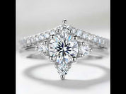 2-Pcs 1.0 Ct Round Diamond Engagement Ring Set