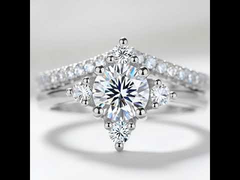 2-Pcs 1.0 Ct Round Diamond Engagement Ring Set