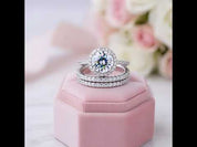 Classic Round Cut Halo 3-Pieces Wedding Set