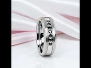 8mm Men's Tungsten Carbide Wedding Band With Black Diamond