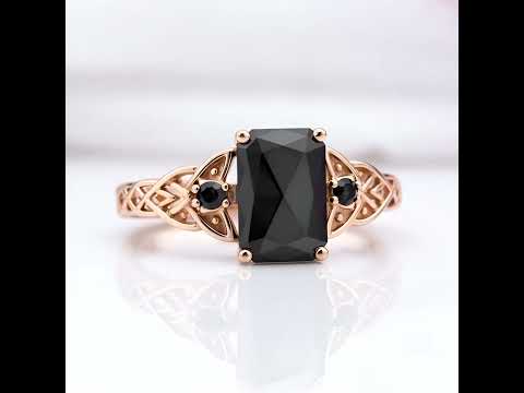 Platinum Celtic Knot with 3 ct Radiant Cut Diamond Option Ring