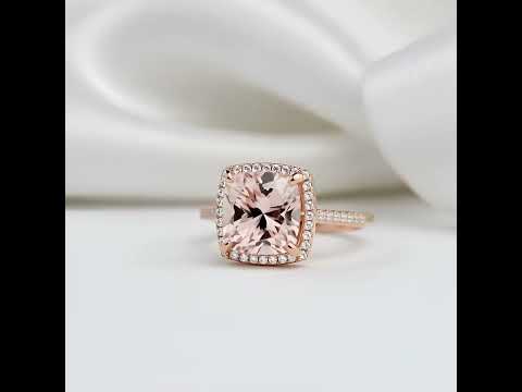 5.0ct Pink Cushion Cut Diamond Halo Engagement Ring