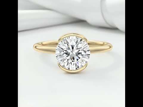 Exquisite 1.0 Ct Diamond Option Half Bezel Solitaire Engagement Ring