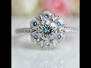 Round Cut Crackling Diamond Engagement Ring