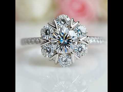 Round Cut Crackling Diamond Engagement Ring