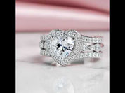 Elegant Diamond Halo Engagement Ring Set