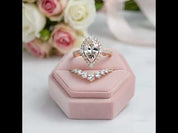 Elegant Rose Gold 2.2 Carat Halo Pear Cut Bridal Ring Set