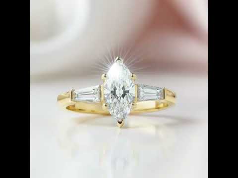 1.0 Ct Marquise Cut Diamond Option Three Stone Engagement Ring