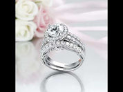 3.5ct Halo Brilliant Round Cut Diamond Engagement Ring Set