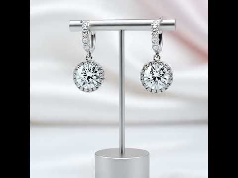 3.0 Ct Round Cut Diamond Drop Earrings