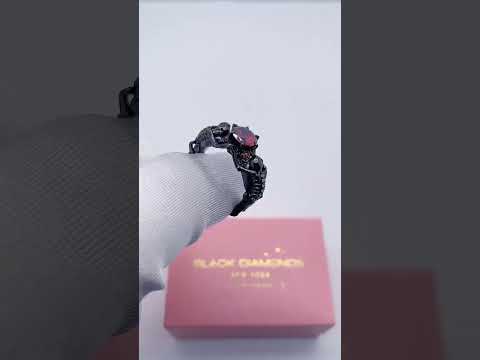 1.25 Carat Black Diamond Gothic Ring Set - Together Forever