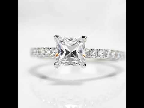 10k White Gold 1.0 Ct Princess Cut Diamond Option Engagement Ring