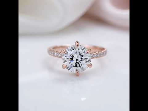6 Prong Round Cut Diamond Option Rose Gold Engagement Ring