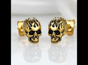 Flame Skull Gothic Unisex Stud Earrings