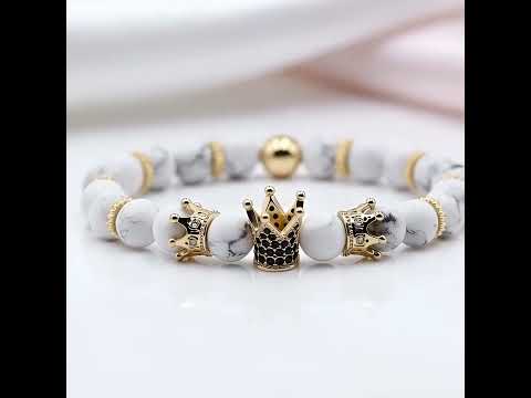 Volcanic Stone Crown Bead Bracelet