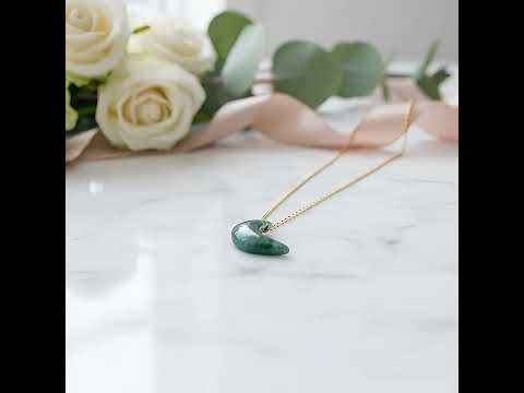 Moon Shaped Moss Agate Necklace