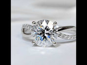 1 Carat Round Cut Diamond Twist 4 Claws Engagement Ring