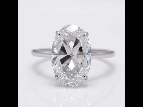 18k White Gold Oval Cut 7.0 Ct Diamond Option Halo Engagement Ring
