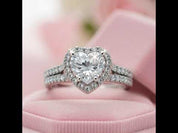 Vintage 1.0 Ct Heart Cut Diamond Option Halo Engagement Ring Set
