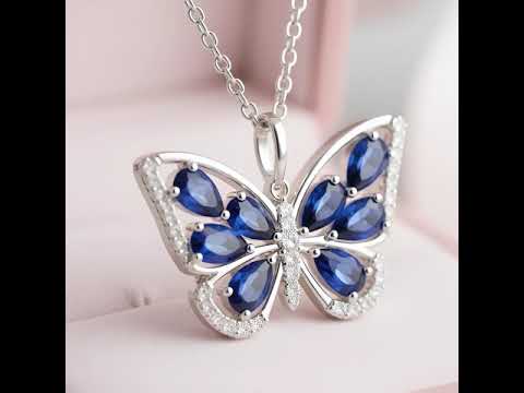 1.9 Ct Pear-cut Ruby Gemstone Butterfly Pendant Necklace