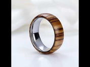8mm Wood Inlaid Tungsten Carbide Men's Wedding Band