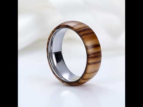8mm Wood Inlaid Tungsten Carbide Men's Wedding Band