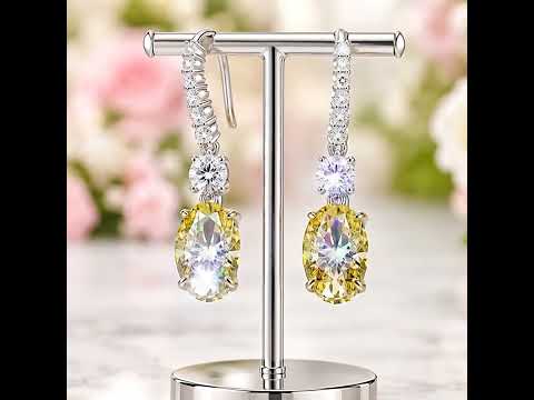 Yellow Sapphire 4.0ct Oval Cut Diamond Option Drop Earrings