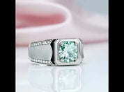 1Ct Green Color Diamond Men's Modern Ring
