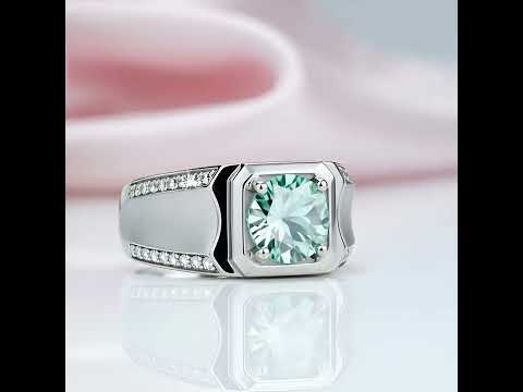 1Ct Green Color Diamond Men's Modern Ring