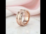 Men's Tungsten Carbide Ring 8mm Rose Gold Brick Pattern