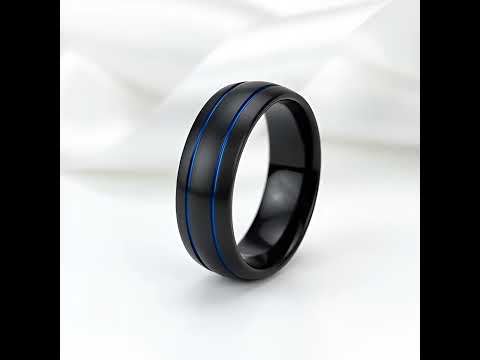 Men's 8mm Black Dome Tungsten Wedding Band