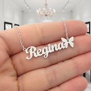 Princess Crown Name Necklace-Black Diamonds New York