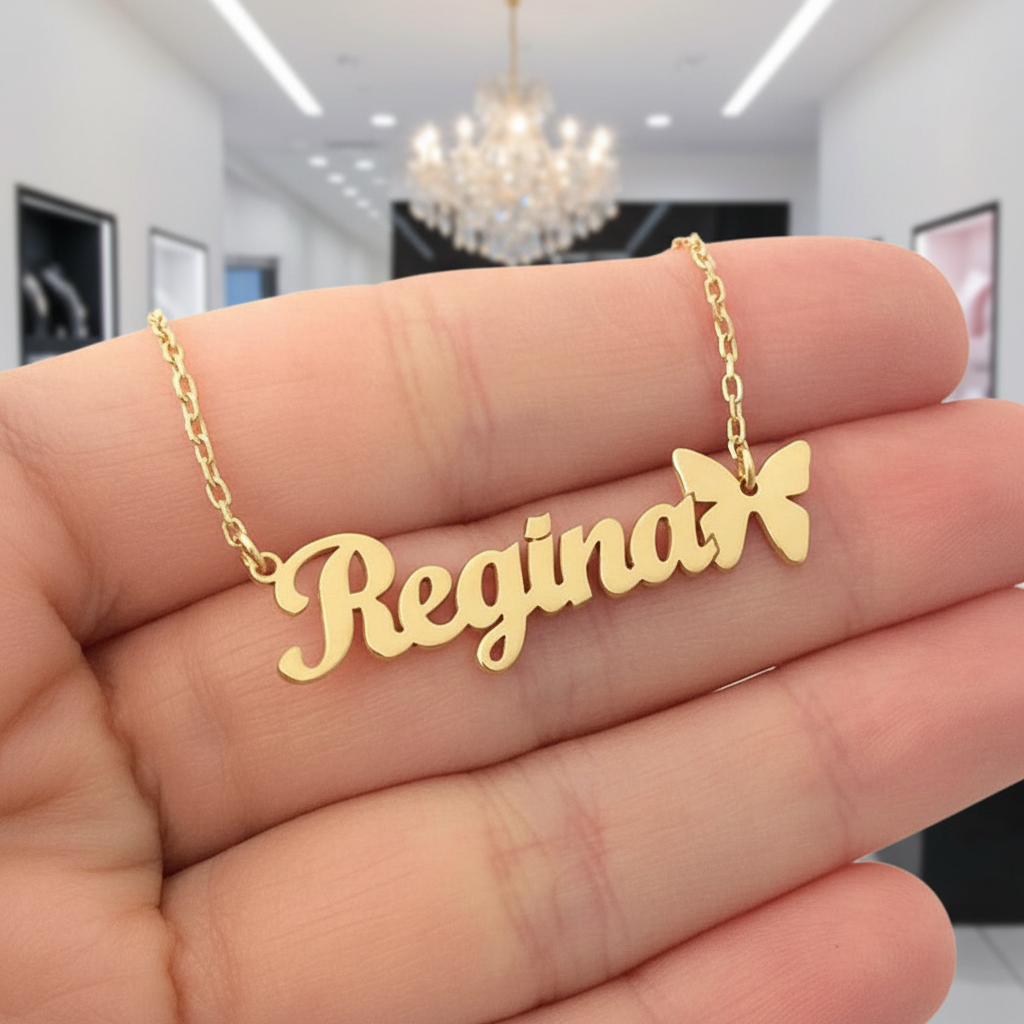 Princess Crown Name Necklace-Black Diamonds New York