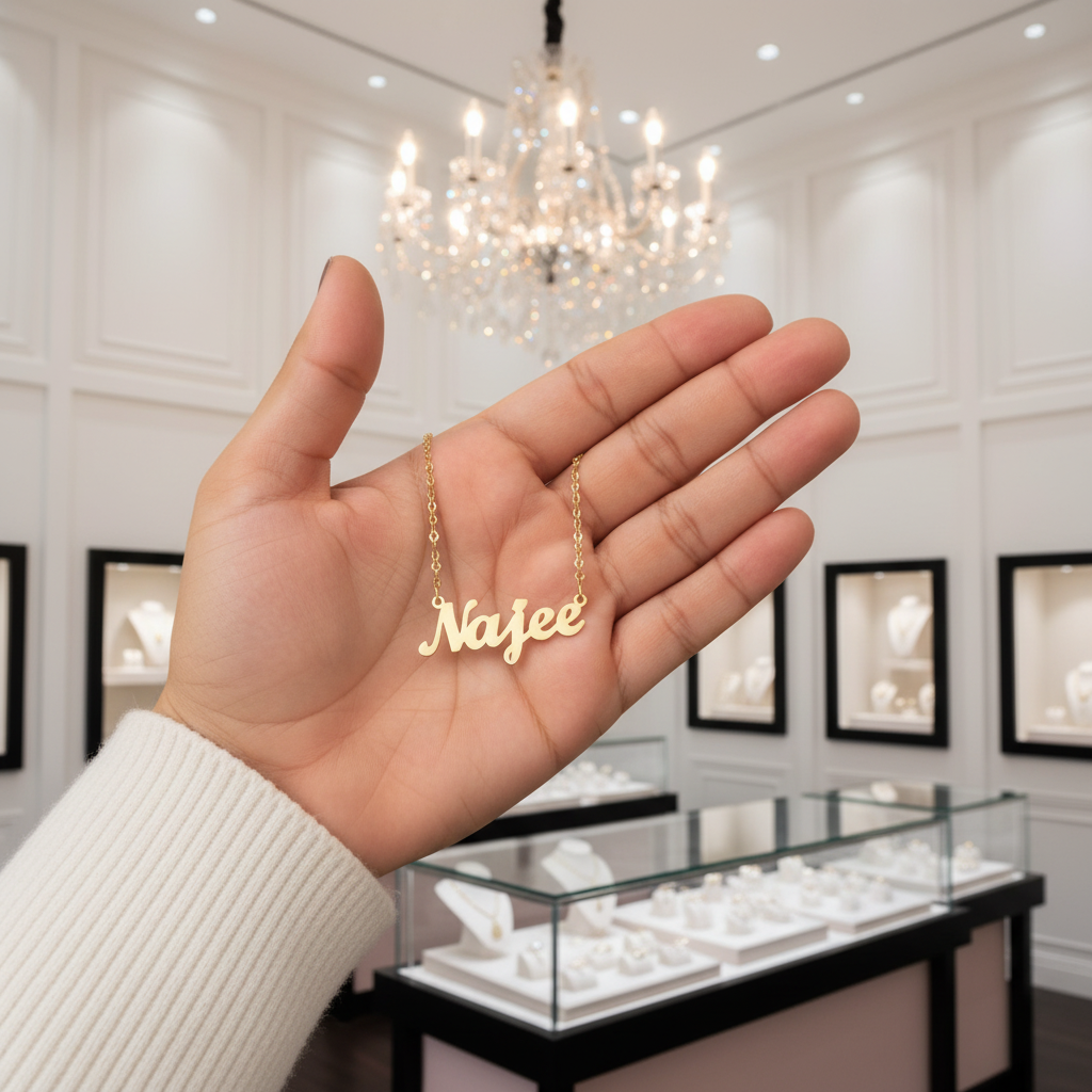 Princess Crown Name Necklace-Black Diamonds New York