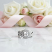 Princess Cut Diamond Halo Criss Cross Wedding Ring Set-Black Diamonds New York