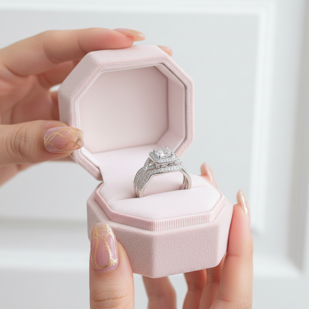 Princess Cut Diamond Halo Criss Cross Wedding Ring Set-Black Diamonds New York