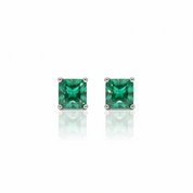 Princess Cut Emerald Green Stud Earrings-Black Diamonds New York