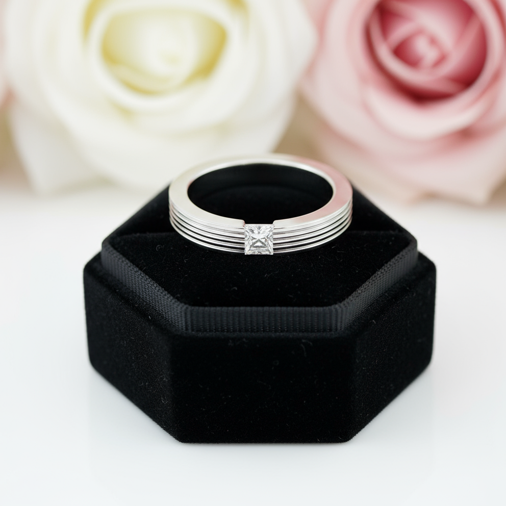 Princess Cut Diamond Stud Men's Ring-Black Diamonds New York