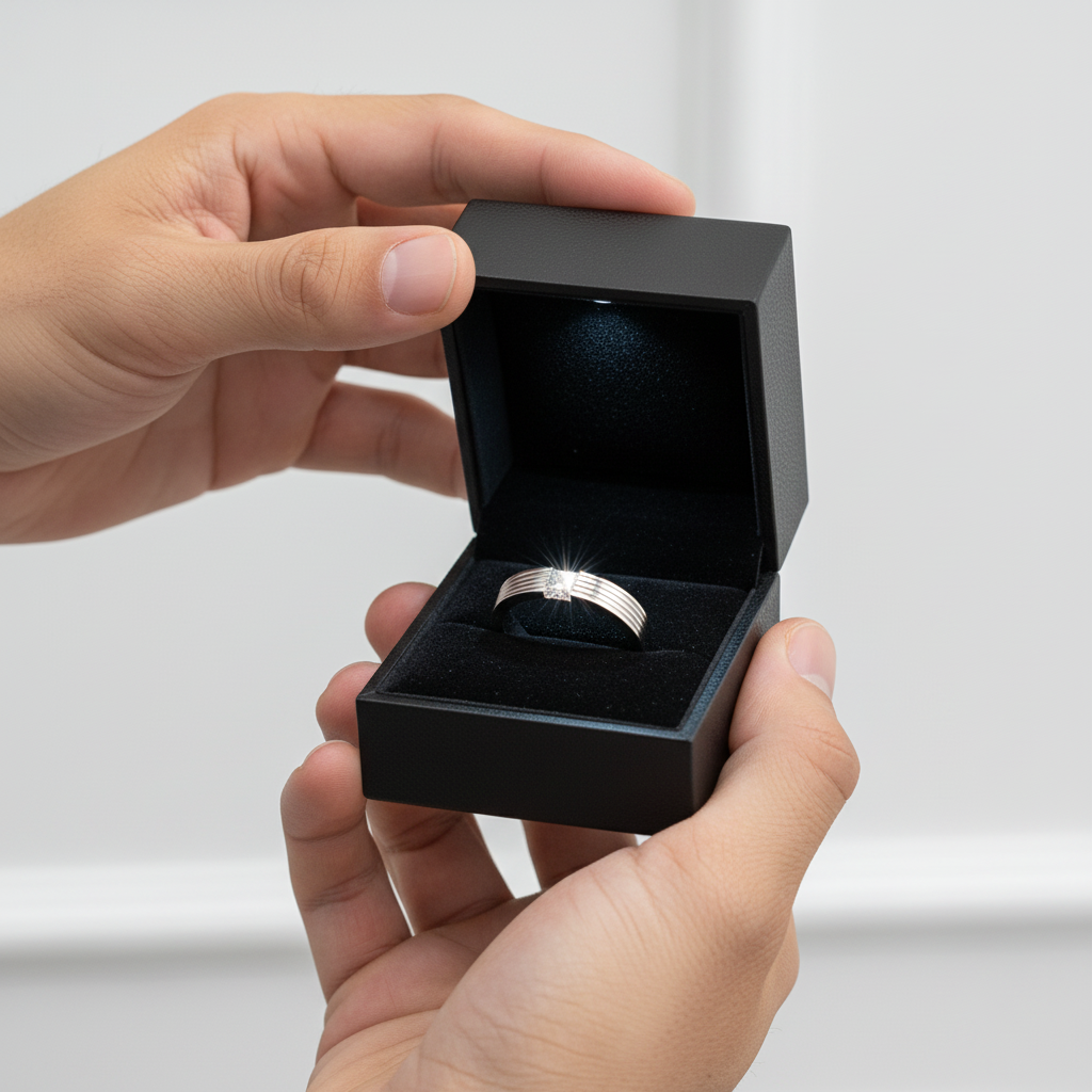 Princess Cut Diamond Option Stud Men's Ring-Black Diamonds New York