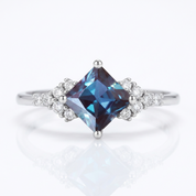 Princess Cut Lab Alexandrite Gemstone Ring-Black Diamonds New York