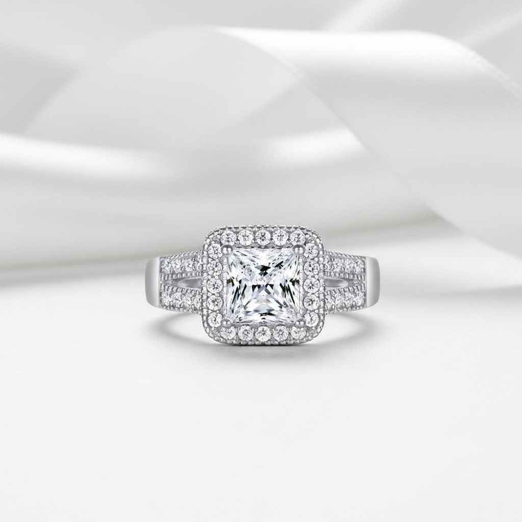 Princess Cut Diamond Option Halo Engagement Ring-Black Diamonds New York
