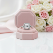 Princess Cut Diamond Option Halo Vintage Engagement Ring-Black Diamonds New York