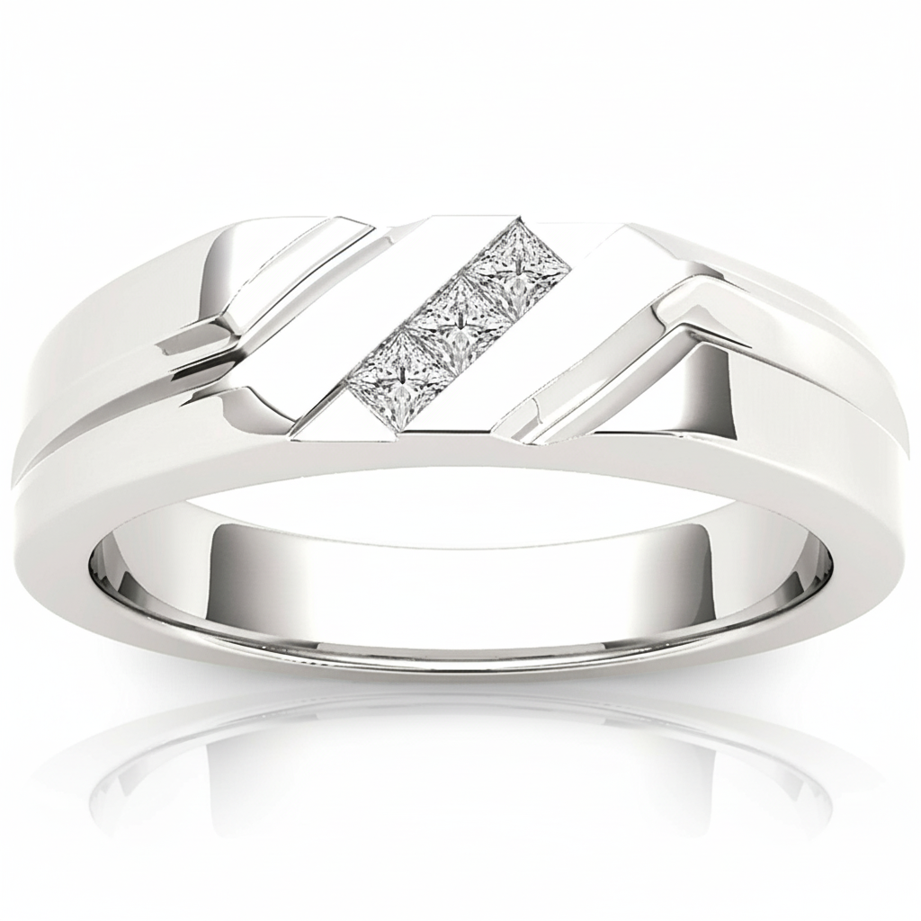 Princess Cut Diamond Option Men's Wedding Band-Black Diamonds New York