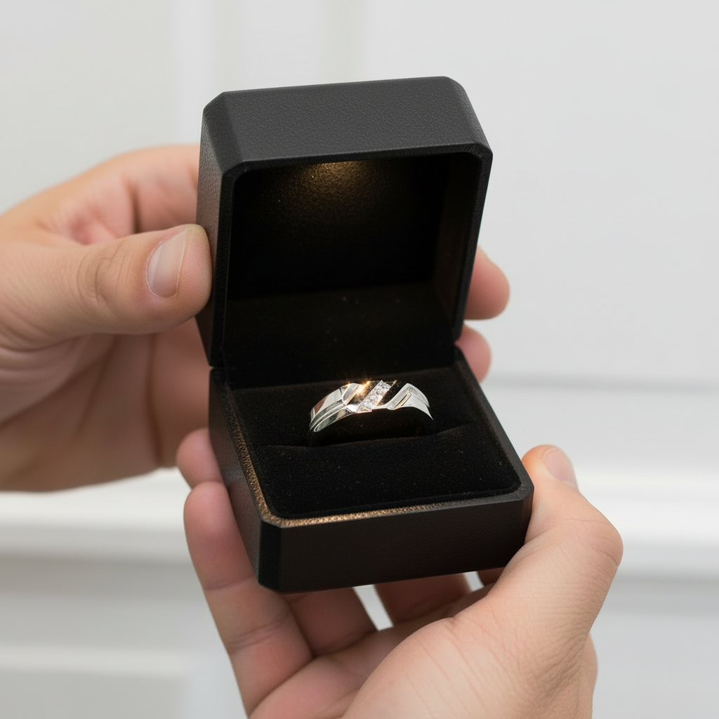 Princess Cut Diamond Option Men's Wedding Band-Black Diamonds New York