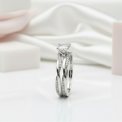 Princess Cut Diamond Twist Wedding Ring Set-Black Diamonds New York