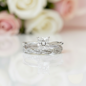 Princess Cut Diamond Option Twist Wedding Ring Set-Black Diamonds New York
