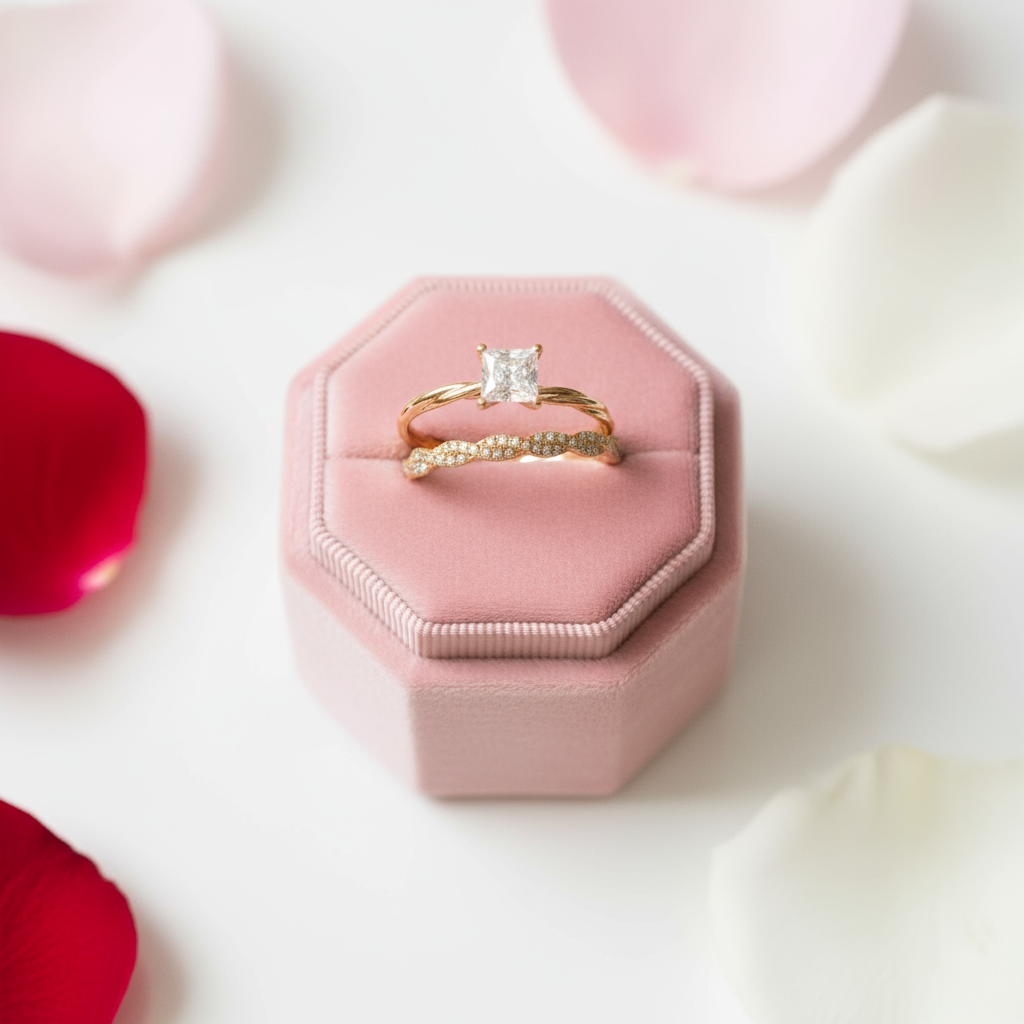 Princess Cut Diamond Twist Wedding Ring Set-Black Diamonds New York